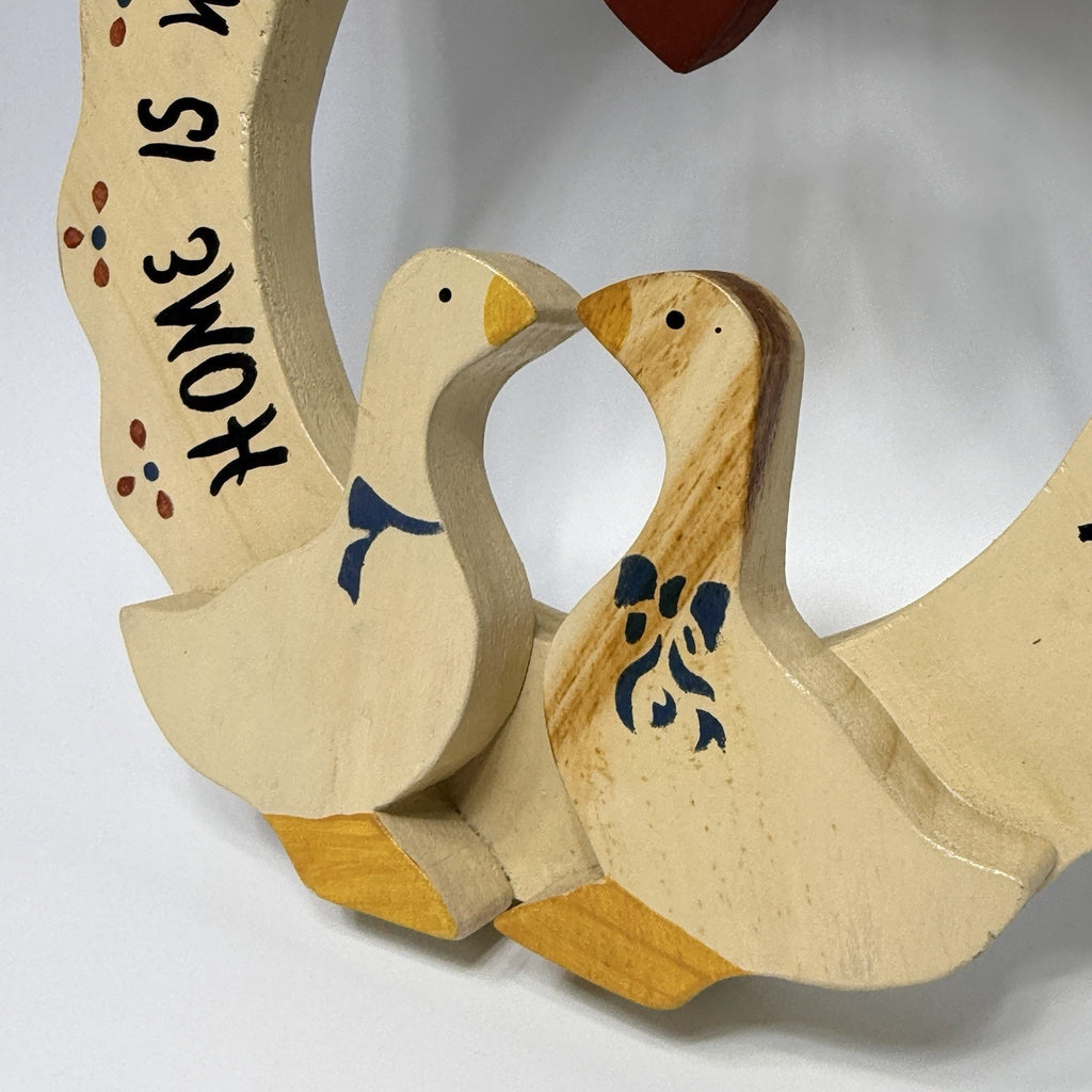 Vintage 11" Country Heart Goose Wreath Sign Home Where You Hang Your Heart 90s