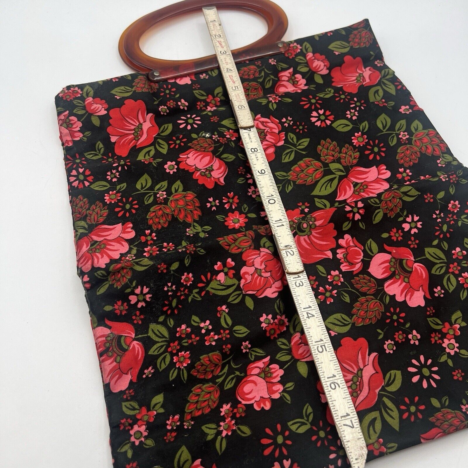Ladys Pride Folding Tote Bag Purse 1x12.5x15.25" Mid Century Modern Floral 1960s