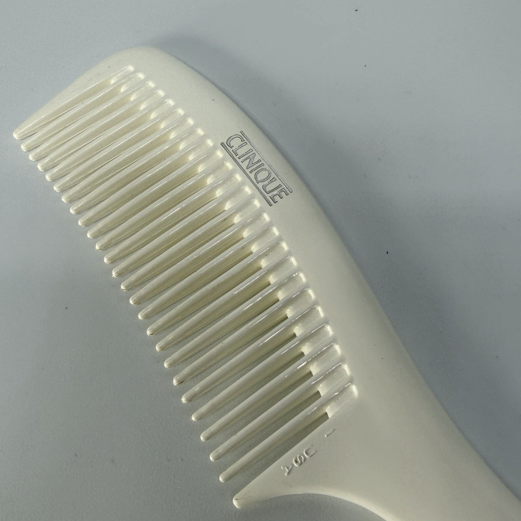 Vintage Clinique Hair Comb White Hard Plastic Wide Tooth Detangling 9"