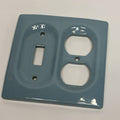Vintage BLUE Porcelain Ceramic Combo Outlet Light Switch Plate Bathroom MCM