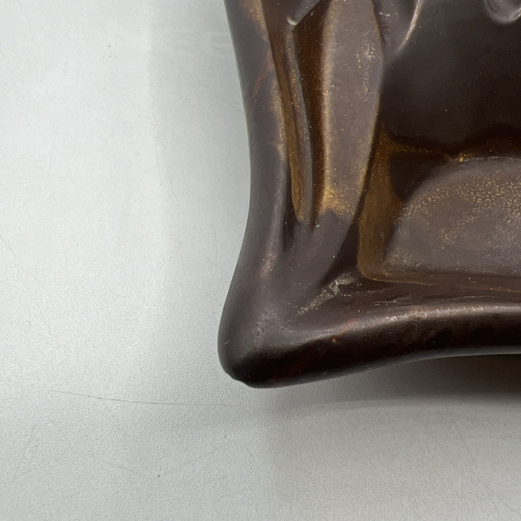 Vtg Royal HAEGER 2094 Brown Earth Wrap Molted Ashtray USA 12.5" MCM 1970s