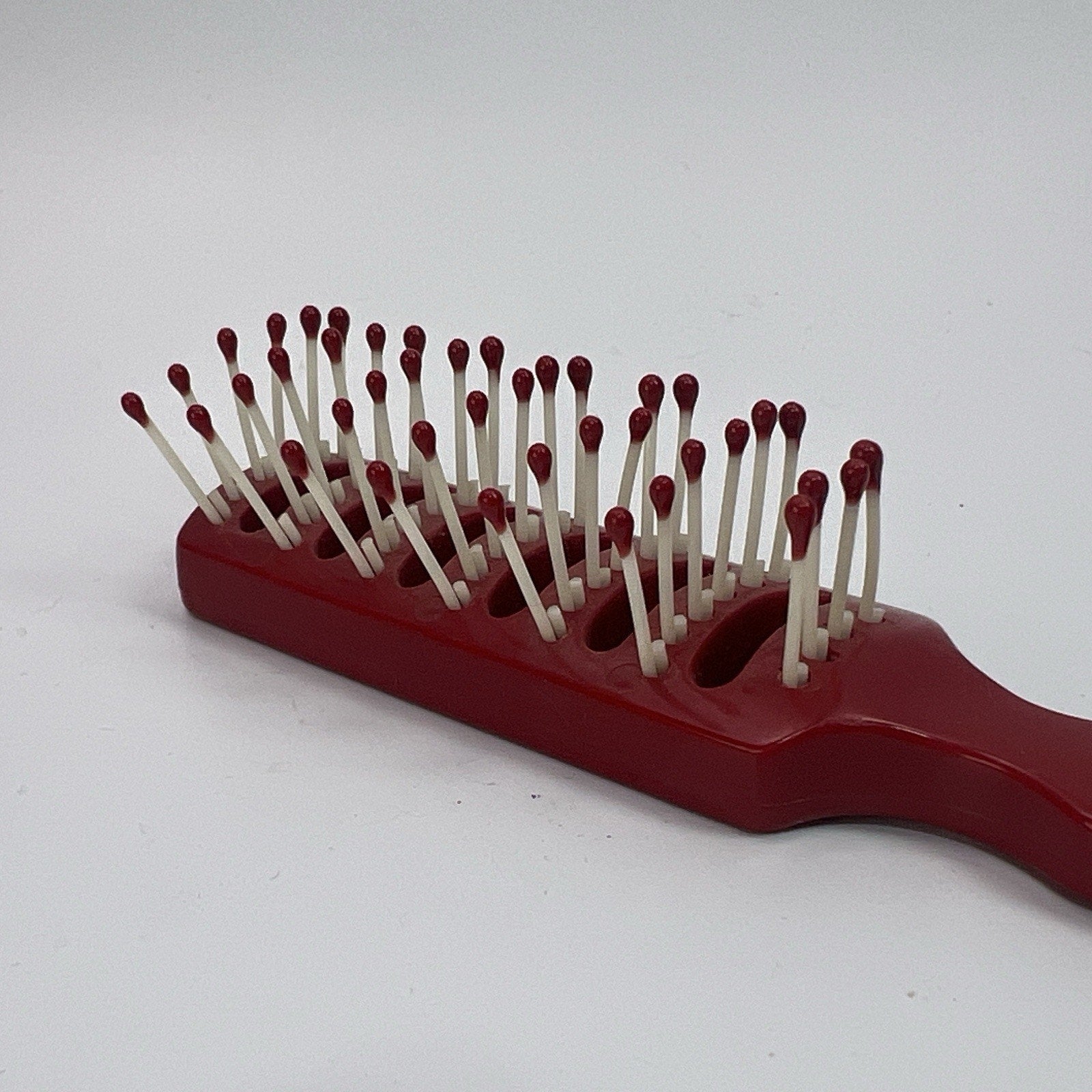 Vintage Goody Hair Styling Vented Brush Ball Tip Red Plastic USA 6" Travel