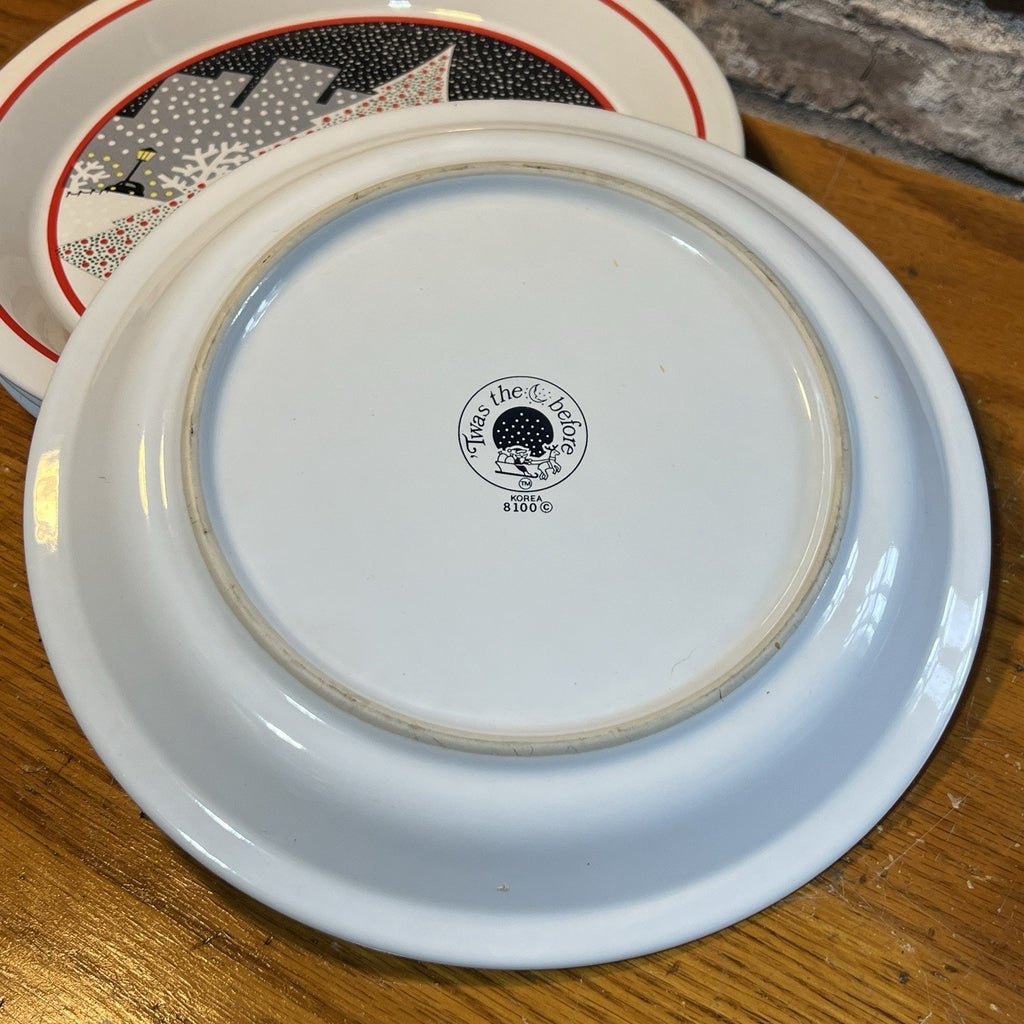 Set 4 Epoch Noritake Twas the Night Before Christmas 10 3/8" Dinner Plates Dogs