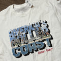 White Blue Vintage Postcard Cedar Point Roller Coast T-Shirt Large Cotton NEW