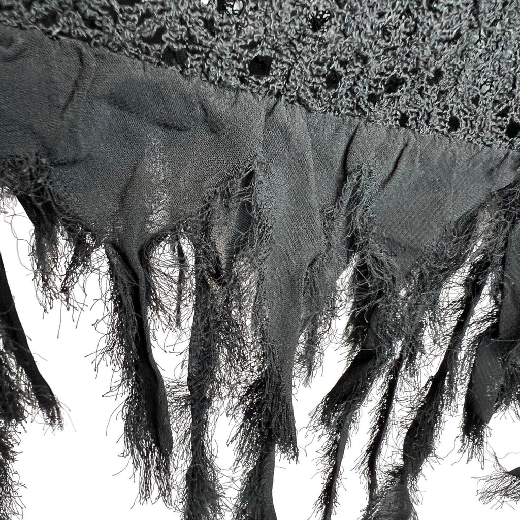 Black Lace Cocktail Cape Capelet Shawl Fringe Rayon Black Market One Size USA