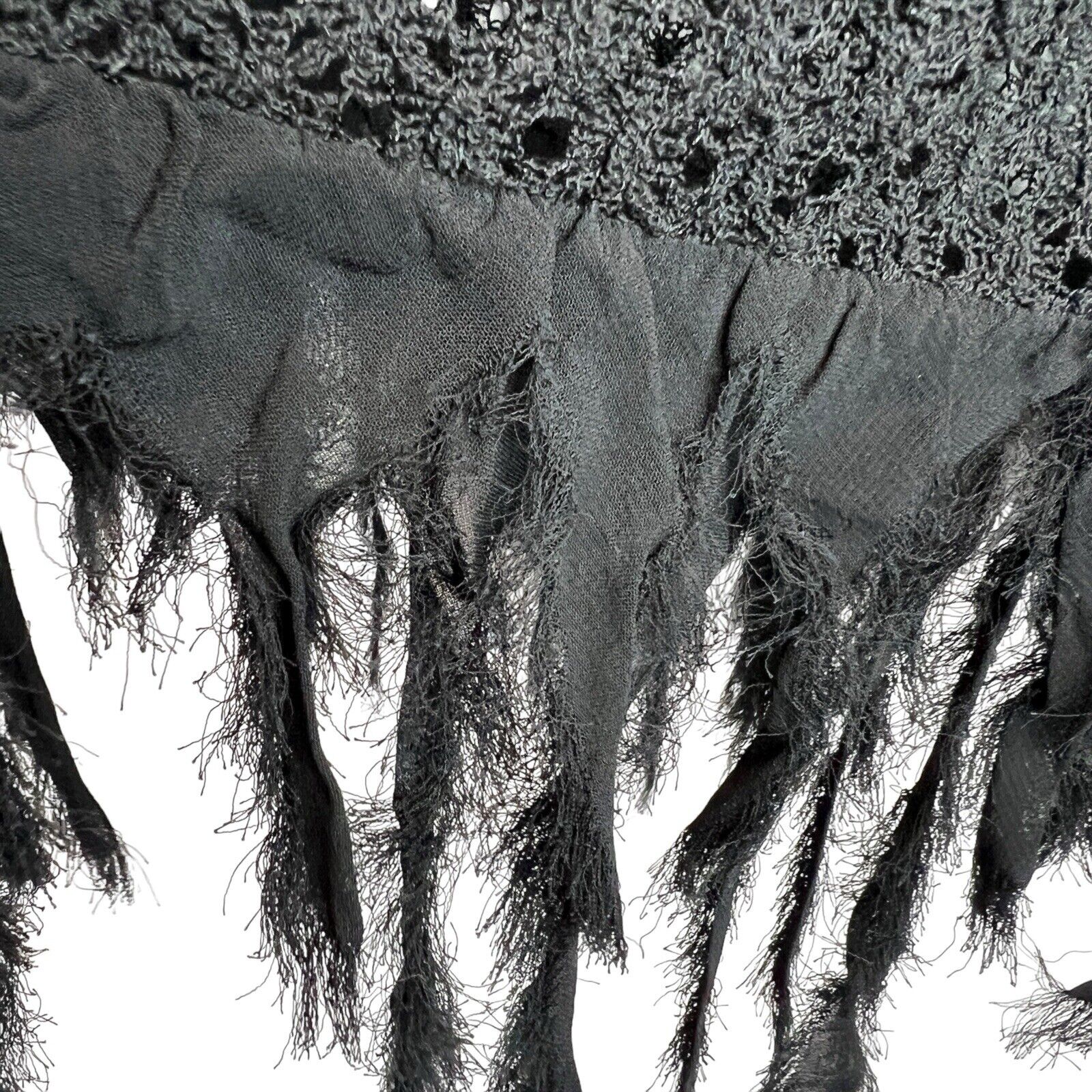 Black Lace Cocktail Cape Capelet Shawl Fringe Rayon Black Market One Size USA