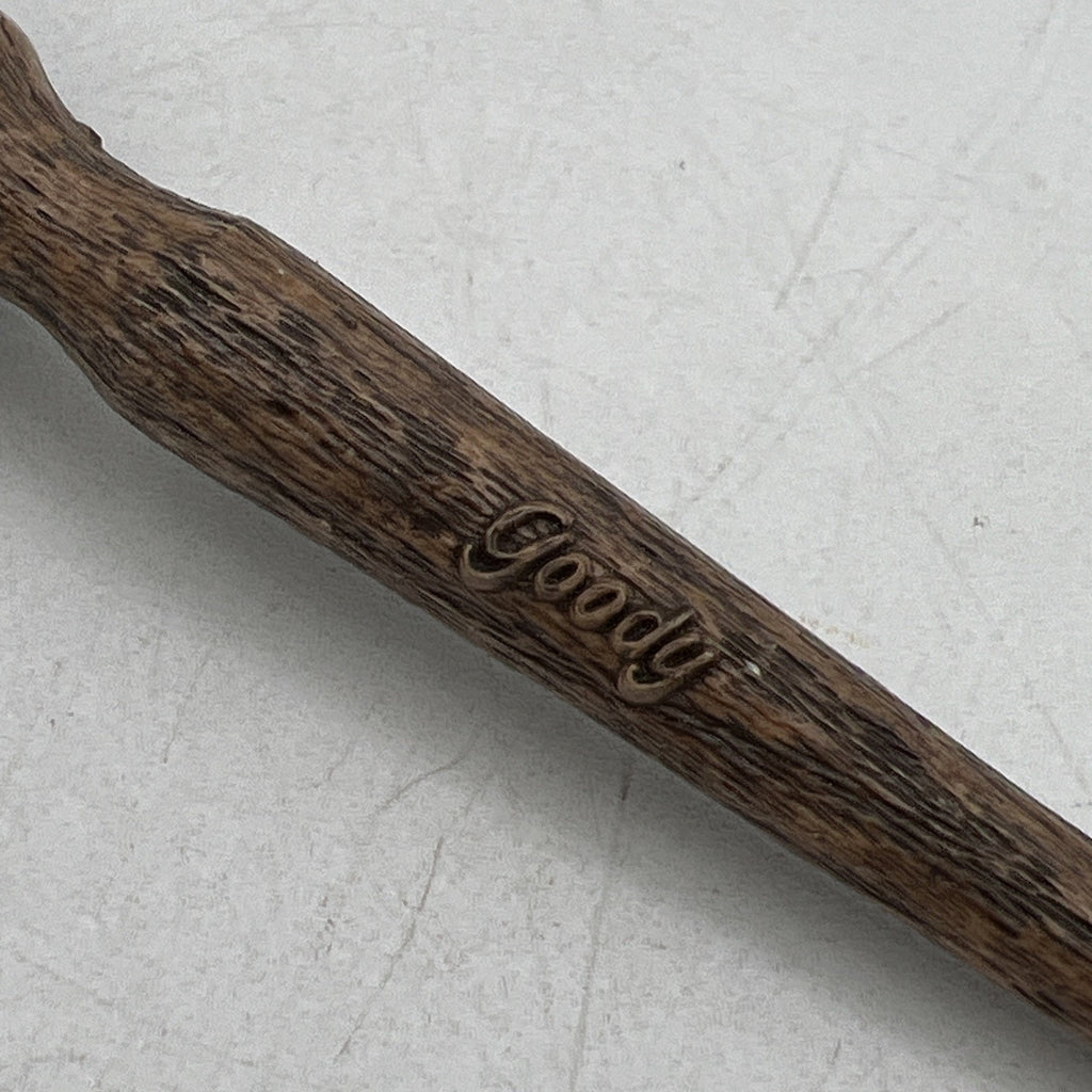 Vintage Goody Faux Wood Grain Round Styling Brush 1" Retro Brown 1970s