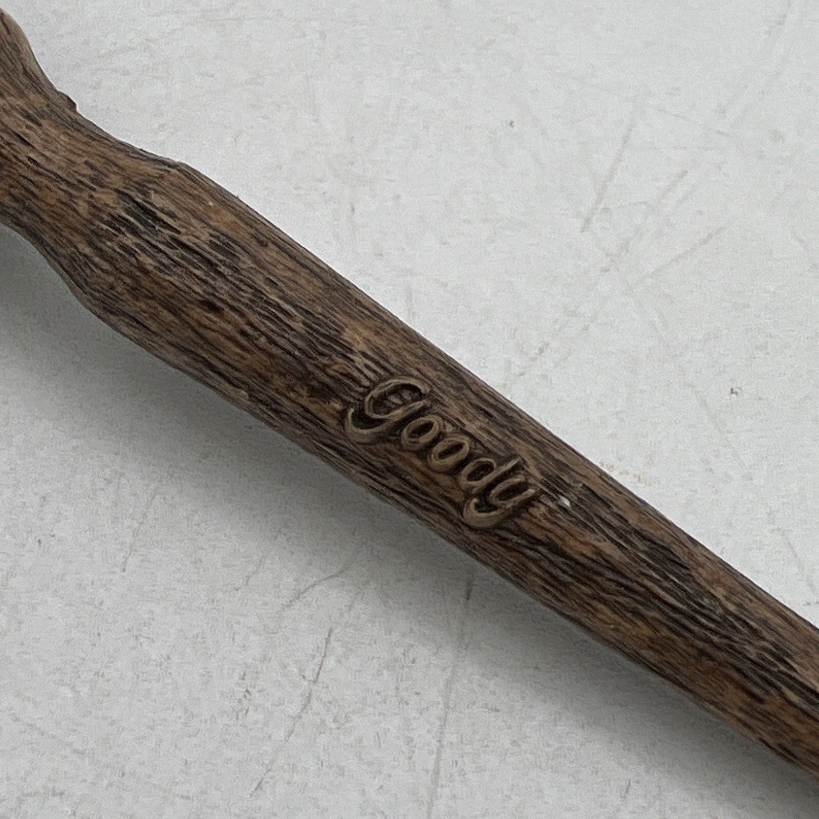 Vintage Goody Faux Wood Grain Round Styling Brush 1" Retro Brown 1970s