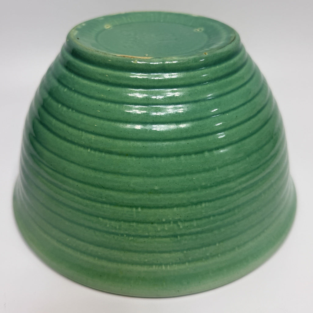 Vintage Bauer Ringware Mixing Bowl Turquoise Green Glaze #12 USA Stoneware 9.25"