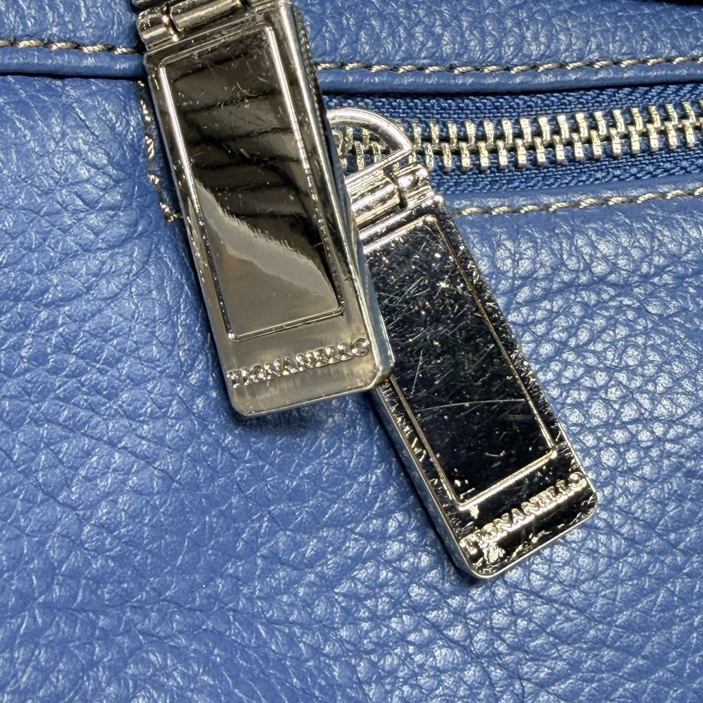 Tignanello Blue Leather Foldover Crossbody Purse Bag Pebbled Leather 9"