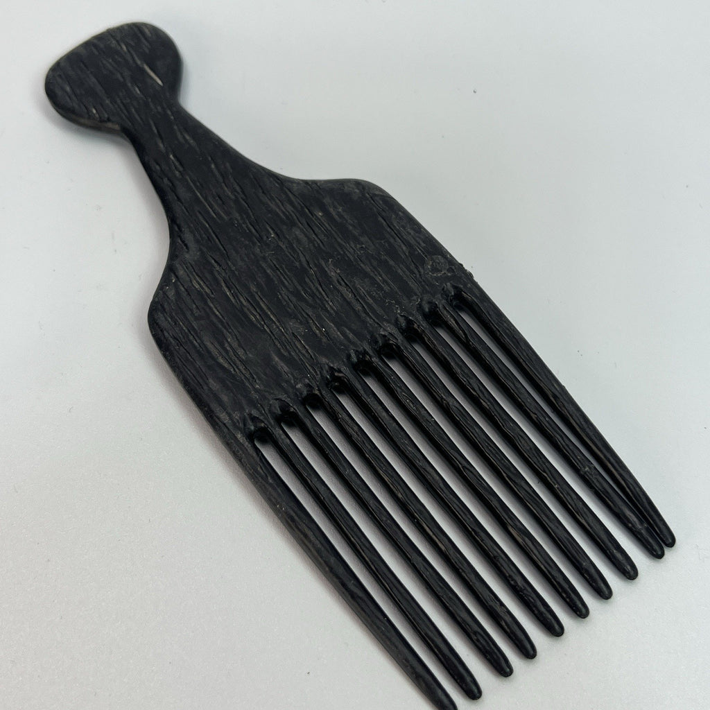 Vtg Black Coramite Hair Pick Comb Perm Lift Wood Grain 70s 80s 90s Goody Style