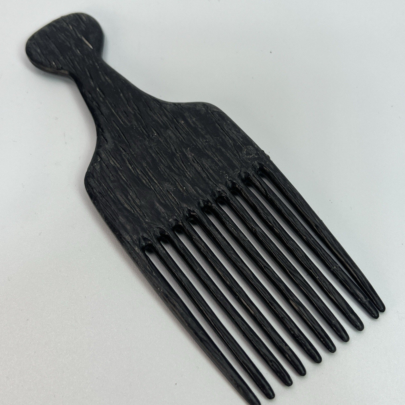 Vtg Black Coramite Hair Pick Comb Perm Lift Wood Grain 70s 80s 90s Goody Style