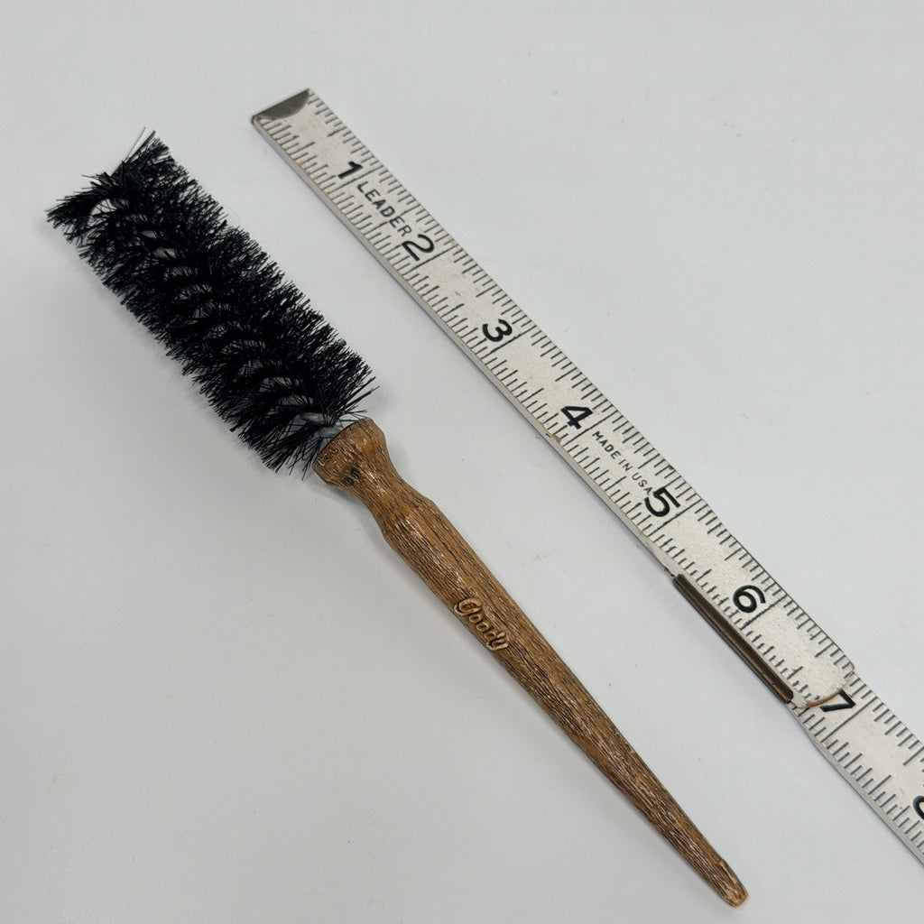 Vtg Goody Styling Brush Round Plastic 1" Bristles Wood Grain Thin Fine Hair
