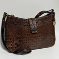 Brahmin Isabelle Brown Pecan Croc Embossed Leather Purse Crossbody 11"