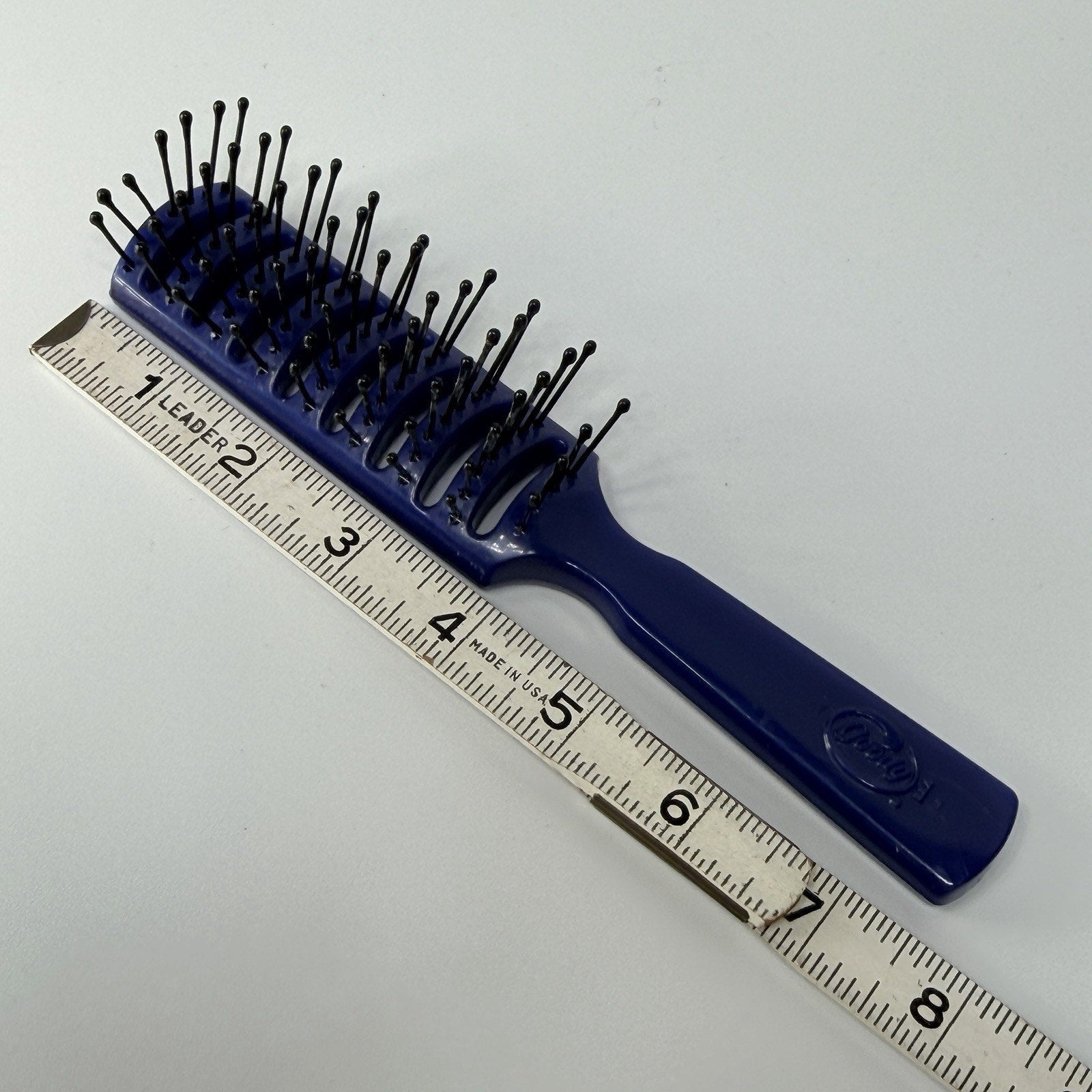 Vintage 1980s GOODY Vented Hair Brush Pocket Navy Blue Ball Tip USA 8" USA