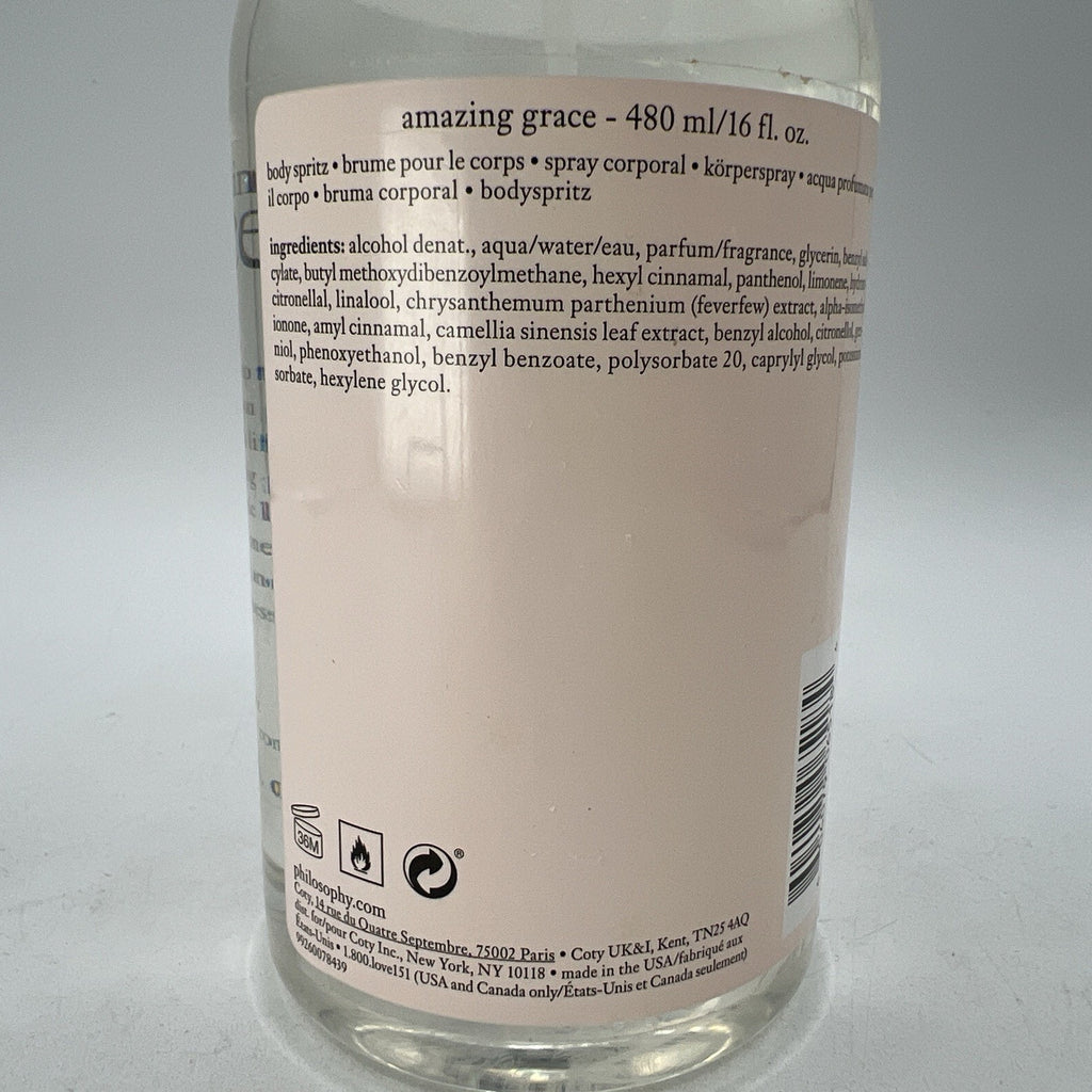 Large Philosophy Amazing Grace Perfumed Body Spritz 16 oz. Sprayer UNSEALED Rare