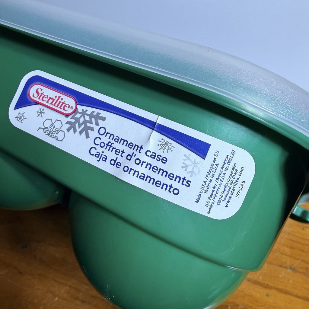 2 Green Sterilite Ornament Storage Box Case 20 Piece Hinged Lid Snap Closure 20"