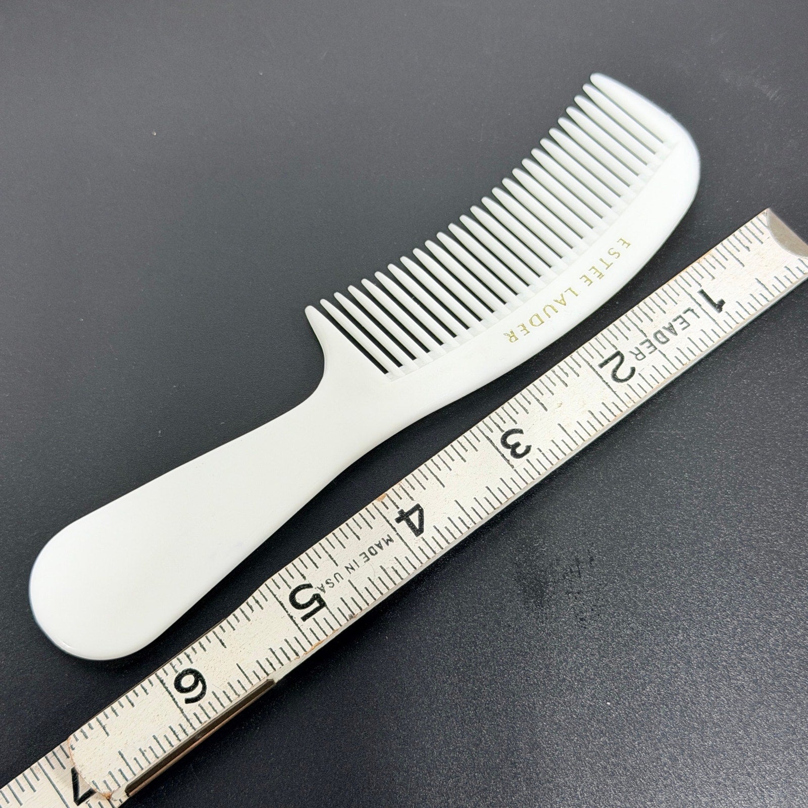 Vtg White Gold Estee Lauder Hair Comb Pocket 6.5" Small Travel