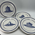 Set 8 Williams Sonoma Carime 9” Dessert Cake Plates Blue White Stripe England