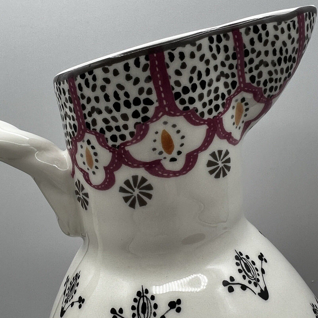 Anthropologie Revella Pitcher & Mugs Set Pink Blue Boho Feathers Ikat