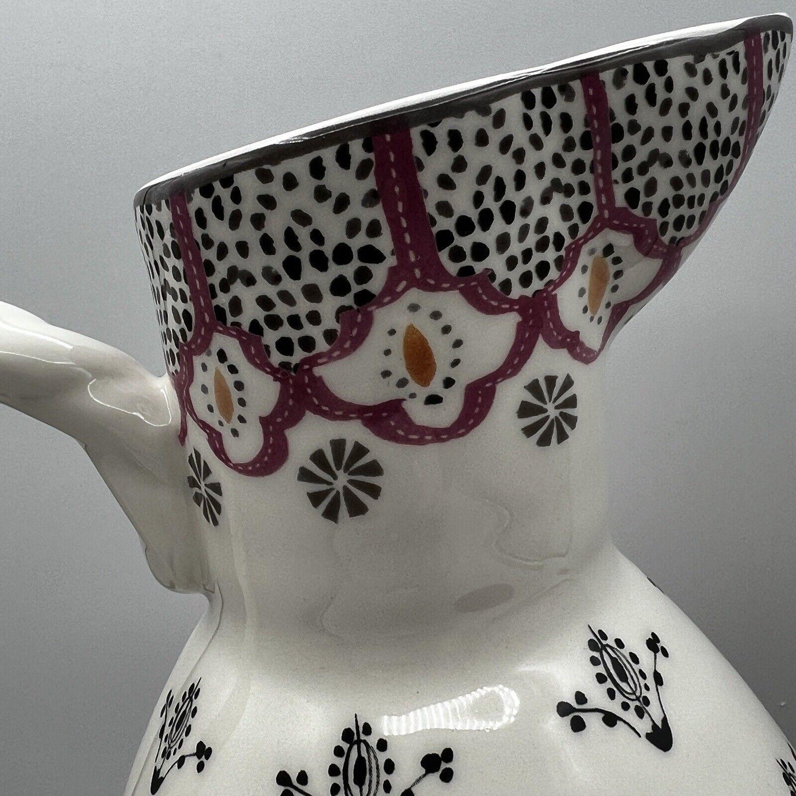 Anthropologie Revella Pitcher & Mugs Set Pink Blue Boho Feathers Ikat