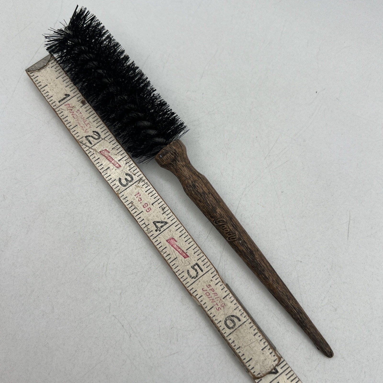 Vintage Goody Faux Wood Grain Round Styling Brush 1" Retro Brown 1970s