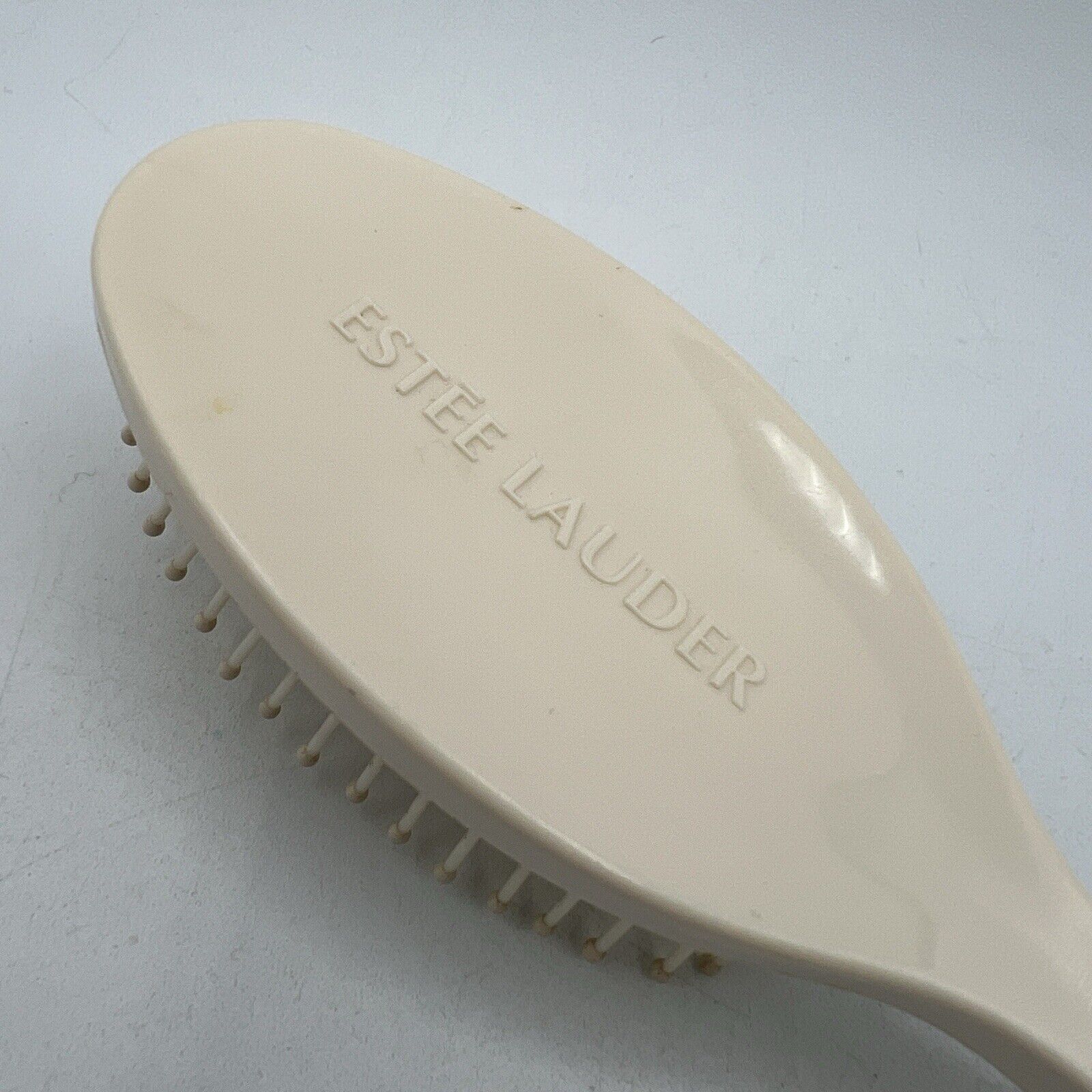 Vintage Estee lauder Ball Tipped Plastic Hair Brush Oval White 6.5” Travel Size