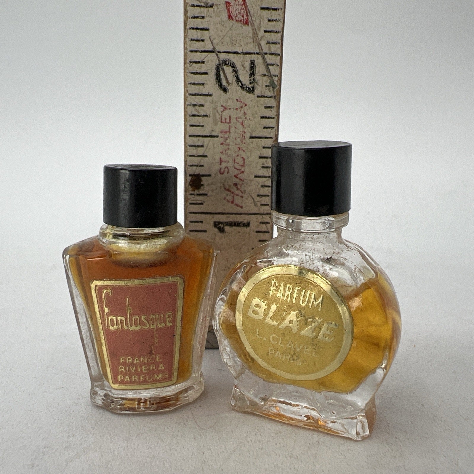 Lot 2 Vintage Micro Mini Perfume Blaze Fantasque 1.5" Clavel Riviera