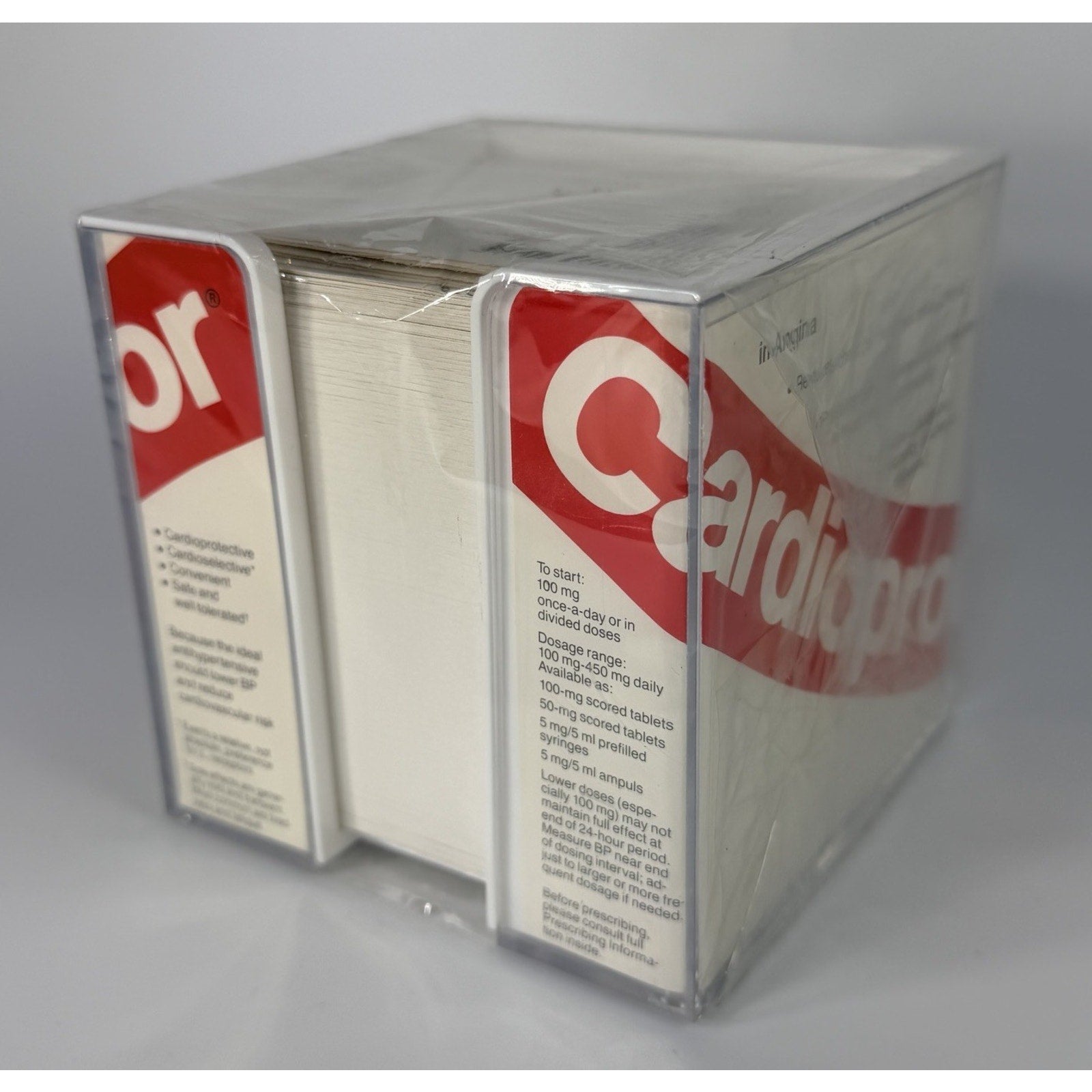 Vintage Pharm Rep Drug Lopressor Paper Note Cube Holder Metoprolol NEW 1988