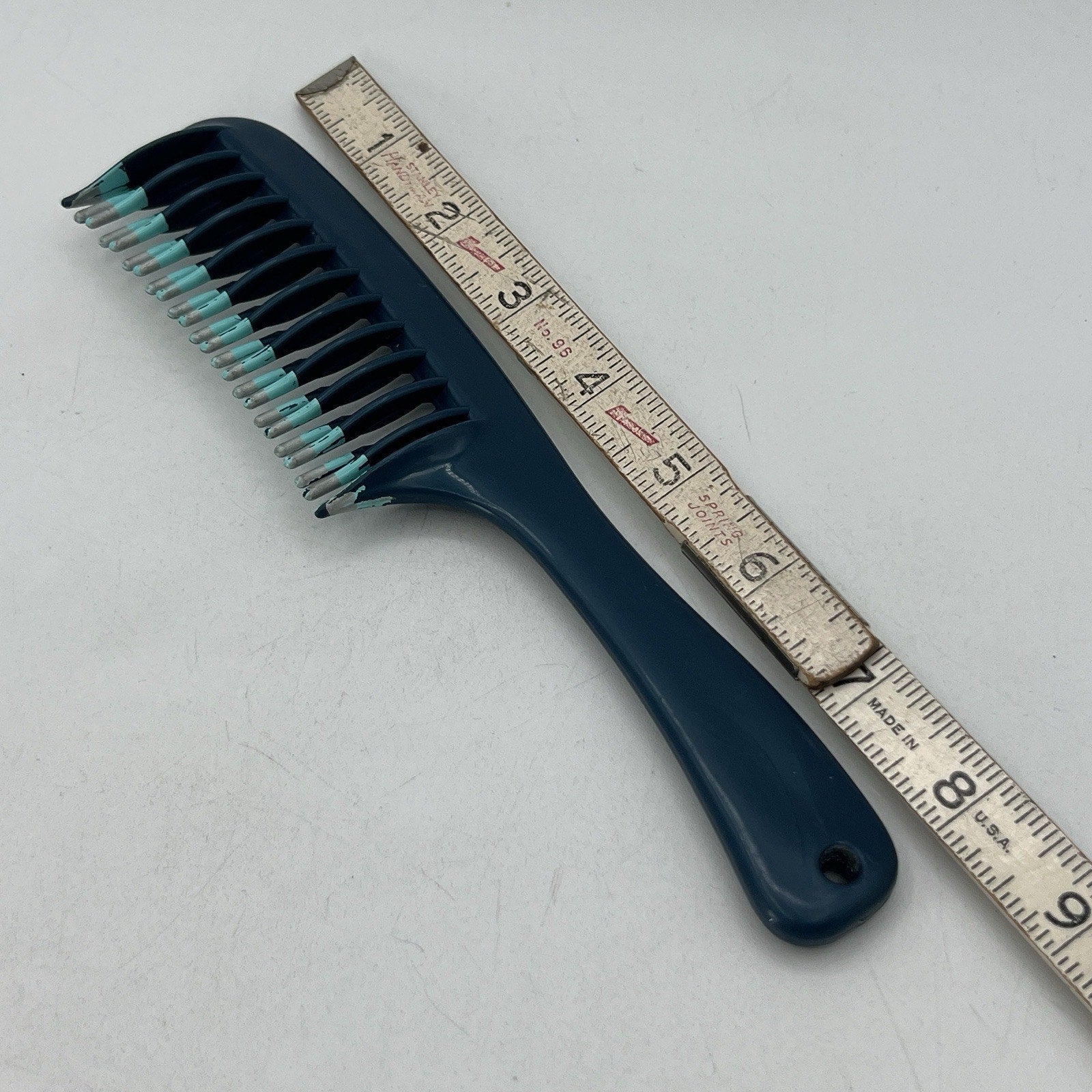 Vintage Color Dip Unbreakable Detangler Comb Green Blue Gray 8.5" Taiwan