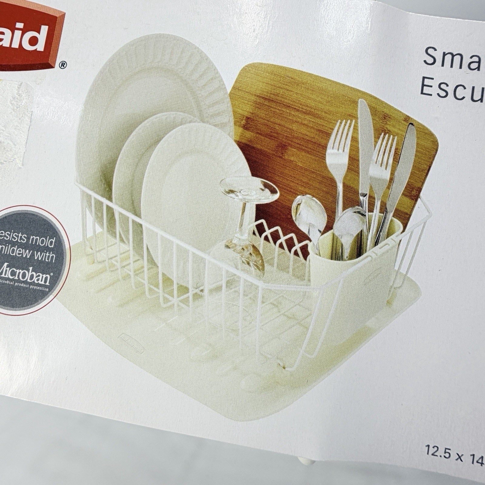 Rubbermaid 6008 Small Dish Drainer ALMOND White Coated Wire Rack Microban Square