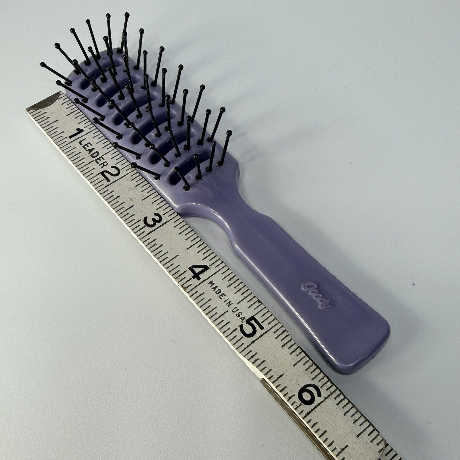 Vintage 1980s GOODY Vented Hair Brush Pocket Travel Purple Ball Tip USA 6” USA