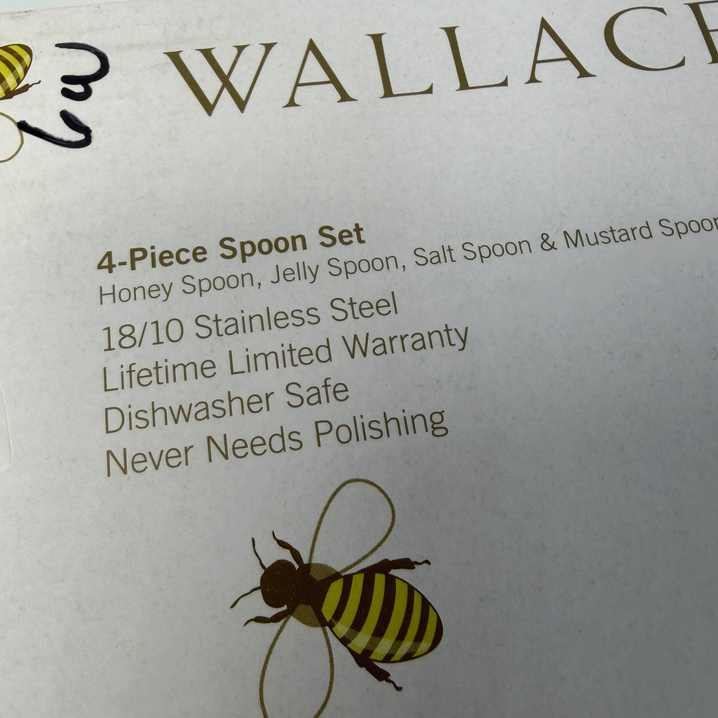 Wallace 4 Piece Stainless Steel Napoleon Bee Serving Spoon Set 2015 NEW