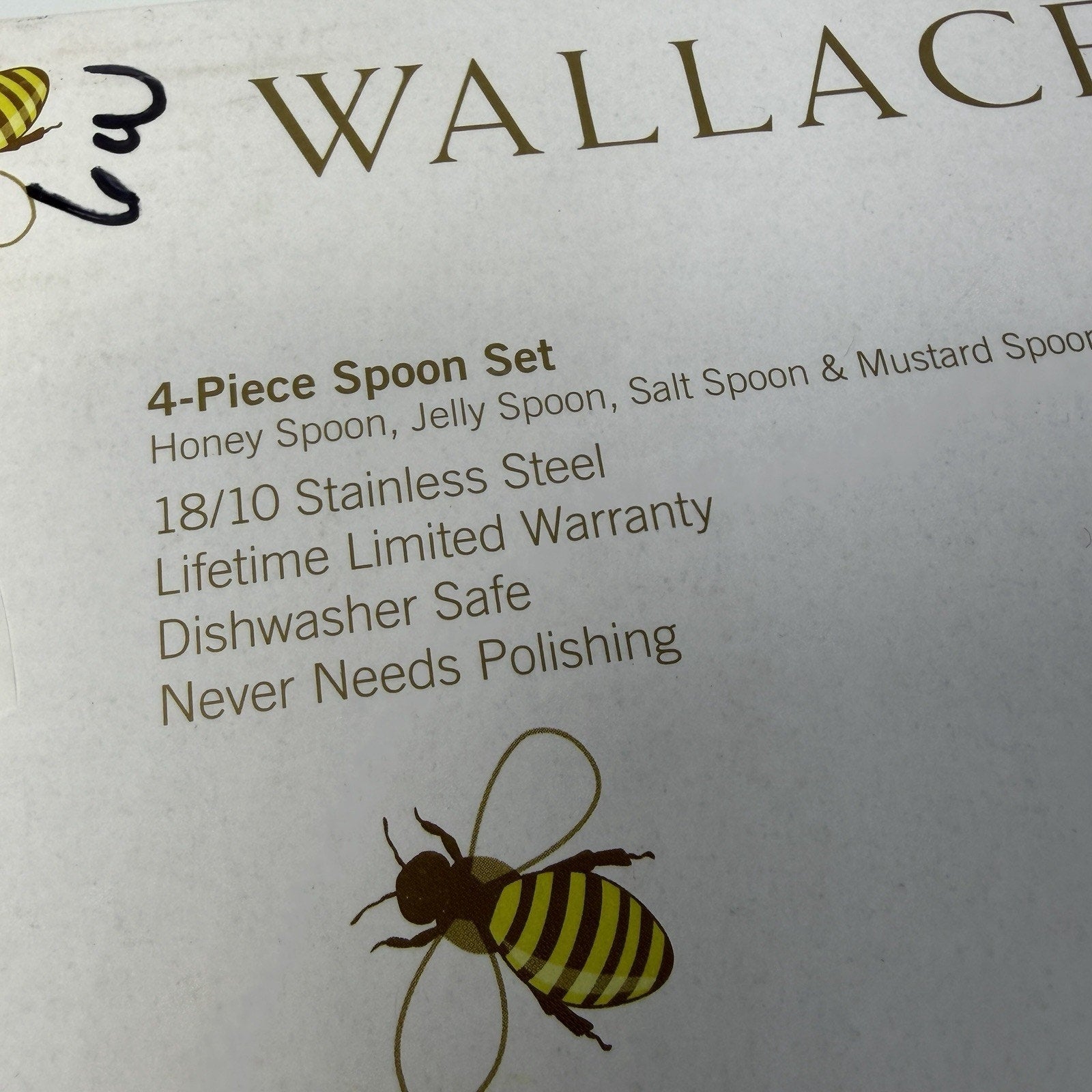 Wallace 4 Piece Stainless Steel Napoleon Bee Serving Spoon Set 2015 NEW