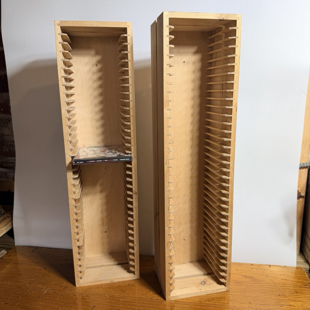 2 Ikea Boalt Wooden CD Storage Racks Stores 70 CDs 22.5" Inch Tall Light Wood