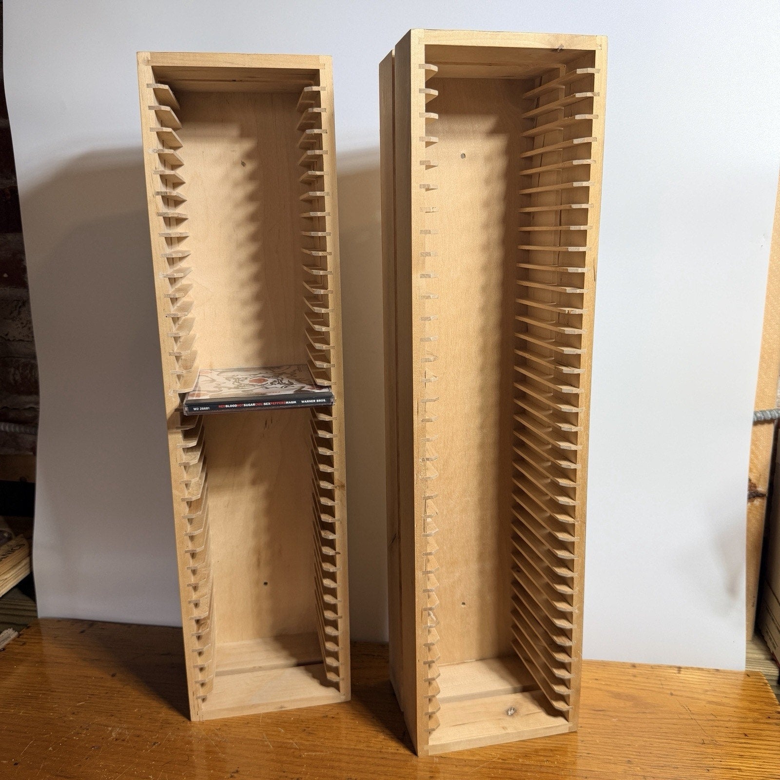 2 Ikea Boalt Wooden CD Storage Racks Stores 70 CDs 22.5" Inch Tall Light Wood