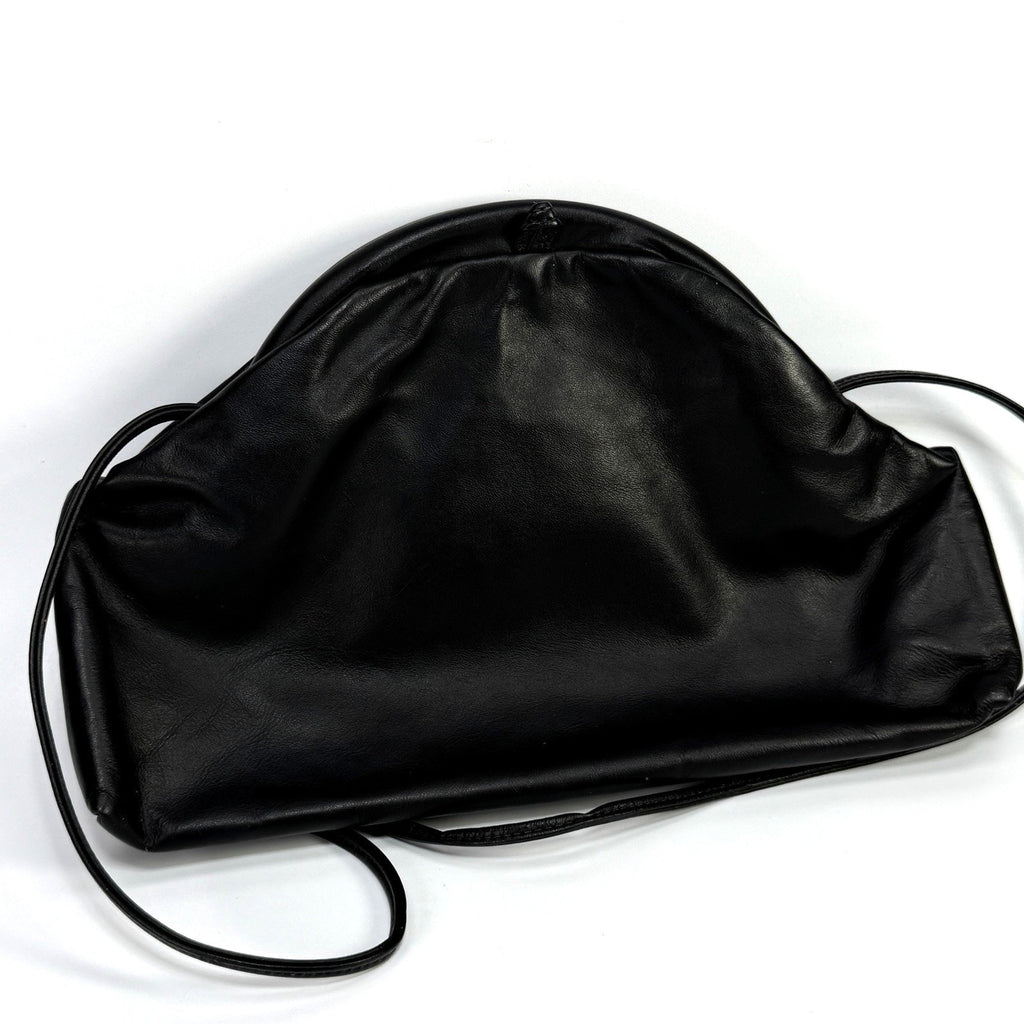 Vintage Black Leather Patchwork Purse Boho 80s 90s Black Hand Bag Cross Body 13"