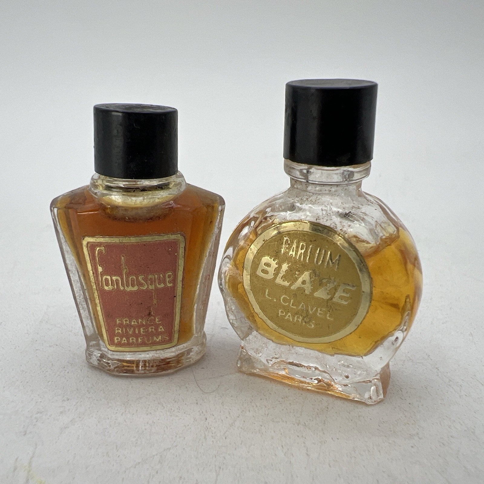 Lot 2 Vintage Micro Mini Perfume Blaze Fantasque 1.5" Clavel Riviera