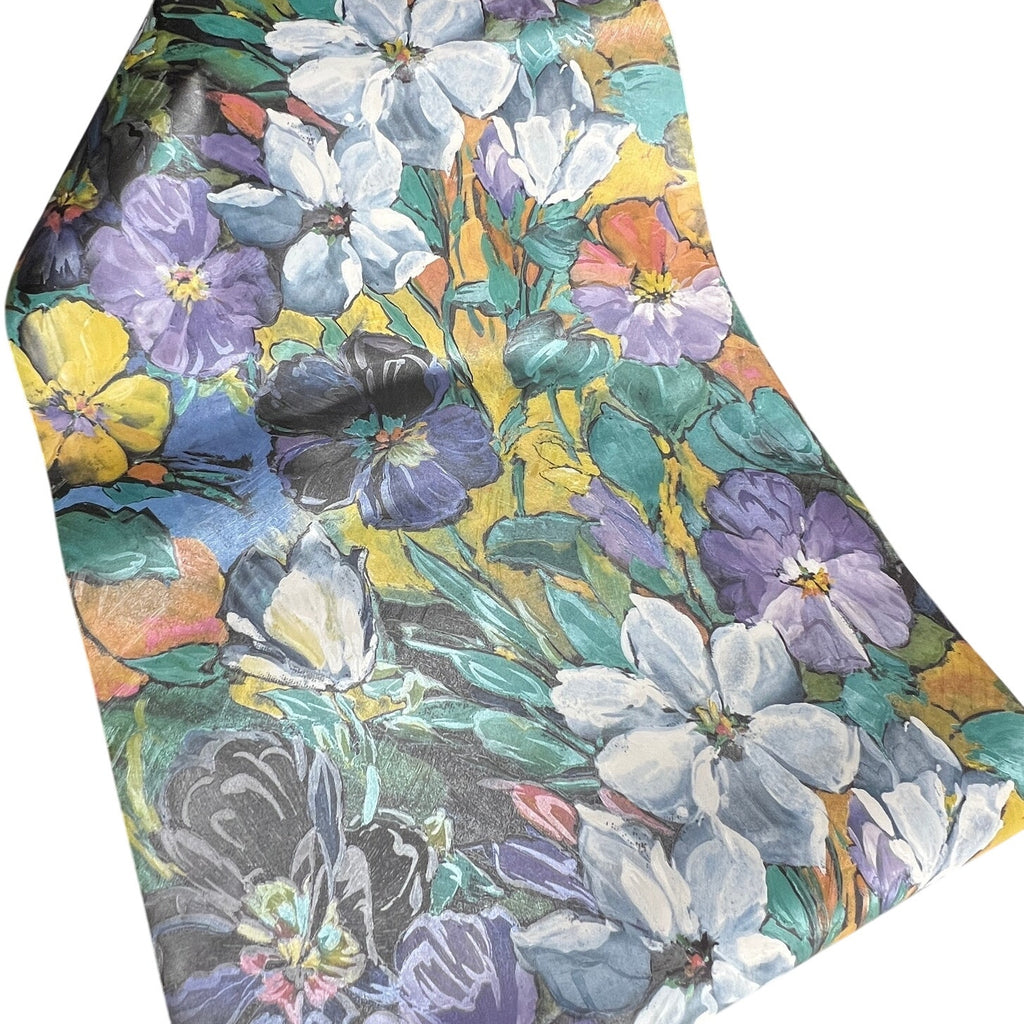 5 Rolls Coloroll Pasted Wallpaper Purple Yellow Green Retro Floral Textured TIZA
