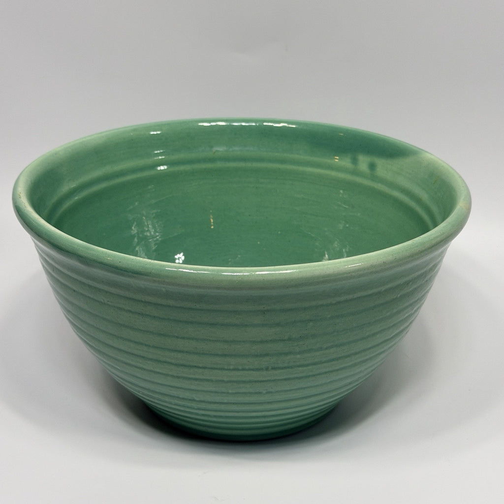 Vintage Bauer Ringware Mixing Bowl Turquoise Green Glaze #12 USA Stoneware 9.25"