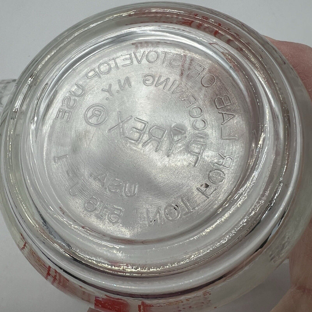 Vintage Glass Pyrex Liquid Measuring 2 Cup 516 Glass Red Letter D-Handle