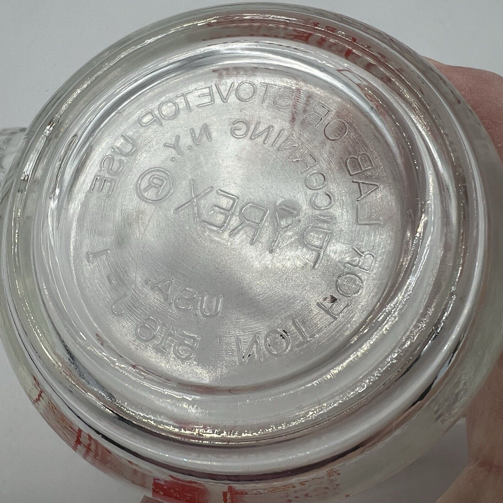Vintage Glass Pyrex Liquid Measuring 2 Cup 516 Glass Red Letter D-Handle