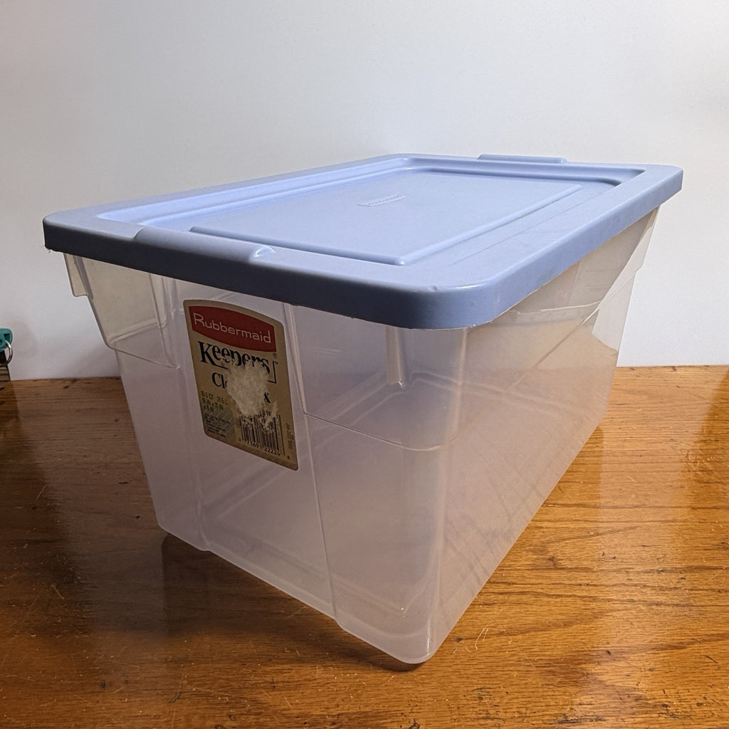 Vtg Rubbermaid 2222 Keepers 19.5 Qt Clear Blue Box Storage Tote Container 1990
