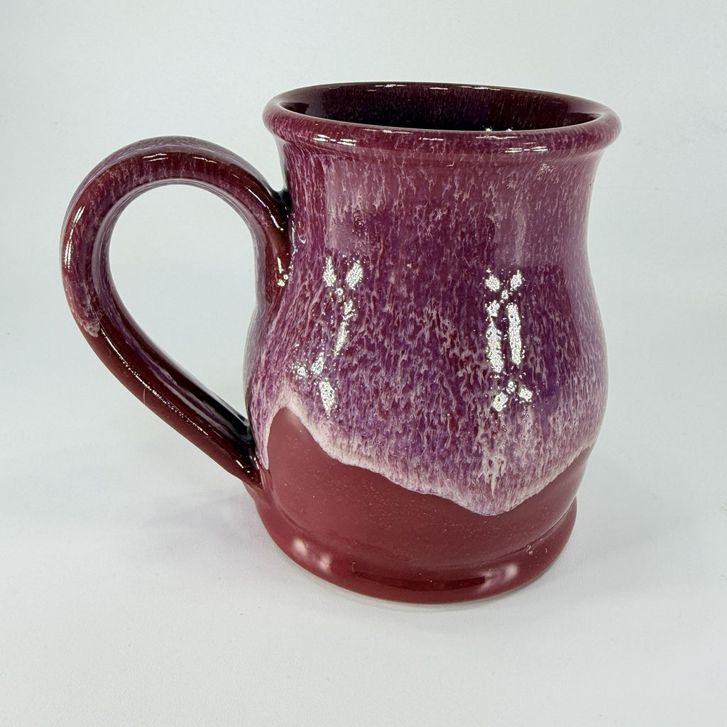 Deneen Pottery Sunny Side Up Diner Coffee Mug Red Drip Glaze 2016 Handmade