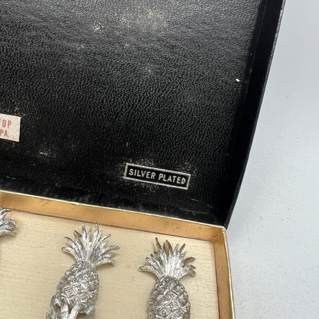 Set 6 Vintage Silver Plated Pineapple Oyster Appetizer Fork Janis Collection 4"
