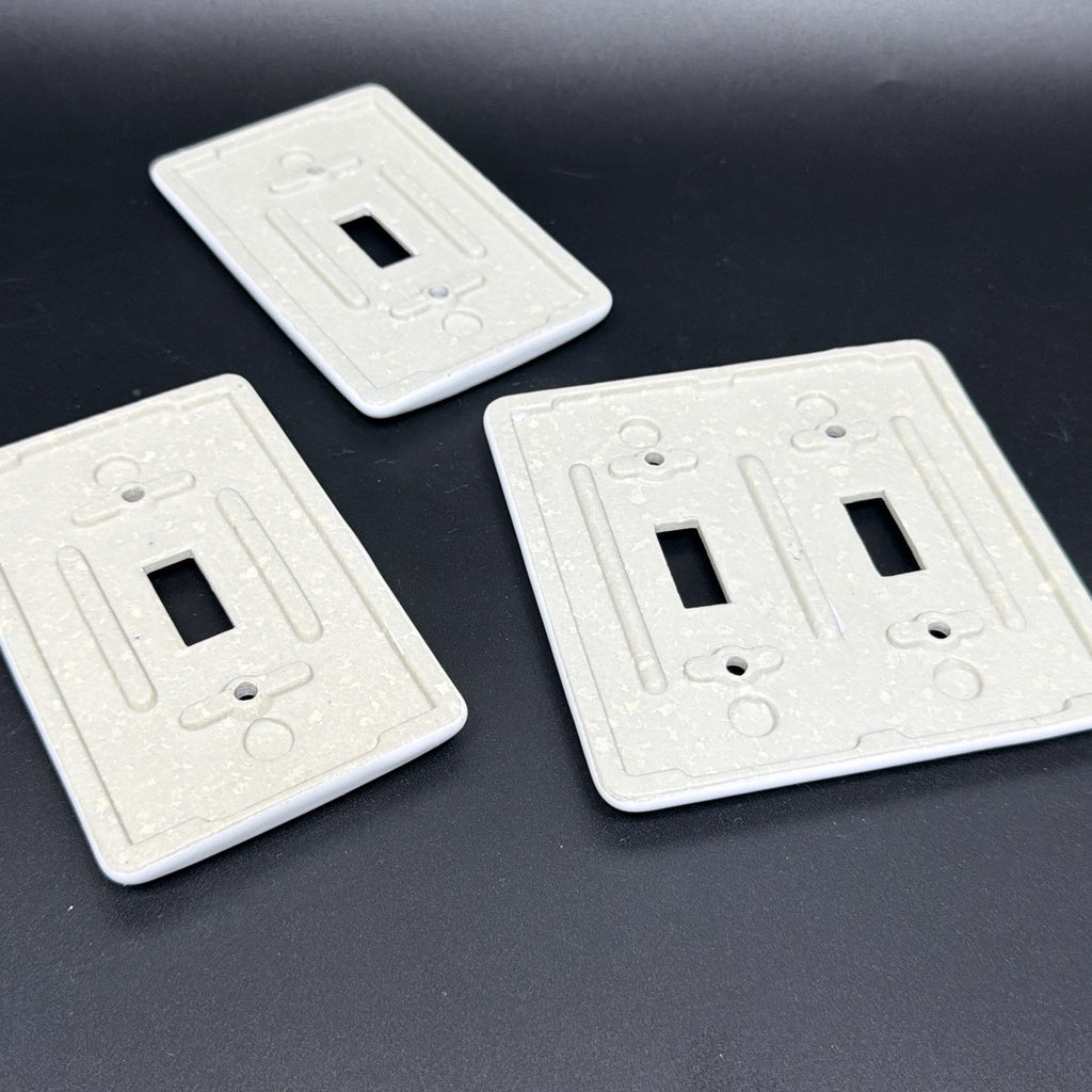 3 Vintage Porcelain Ceramic Dual Single Light Switch Wall Cover Plates White