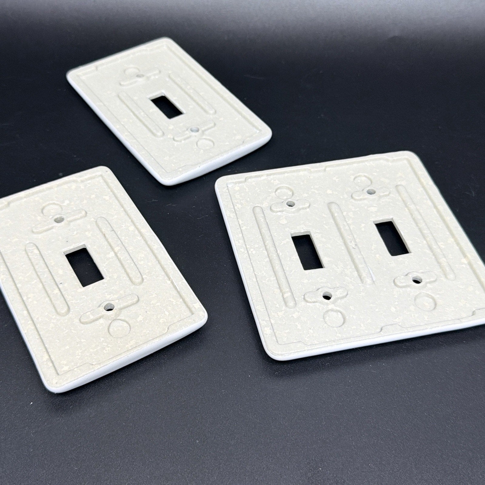 3 Vintage Porcelain Ceramic Dual Single Light Switch Wall Cover Plates White