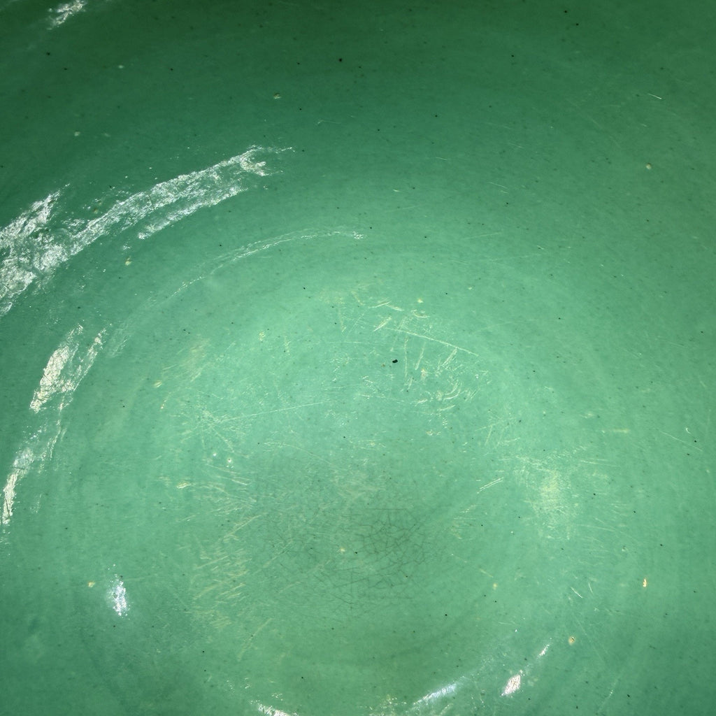 Vintage Bauer Ringware Mixing Bowl Turquoise Green Glaze #12 USA Stoneware 9.25"