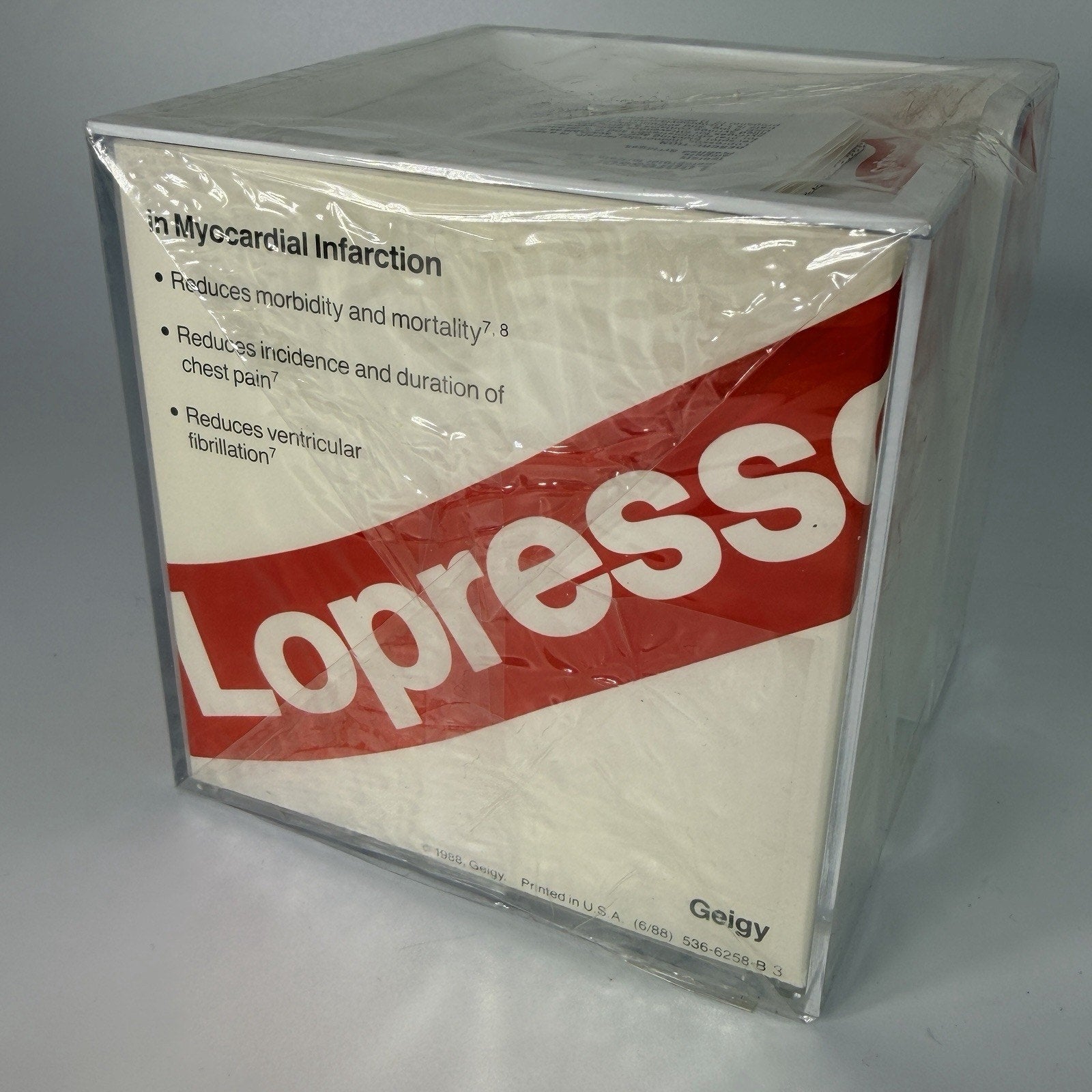 Vintage Pharm Rep Drug Lopressor Paper Note Cube Holder Metoprolol NEW 1988