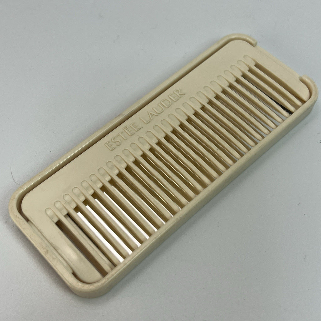 Vintage Estee Lauder Ivory White Comb & Mirror Combo Travel Set Compact 5"